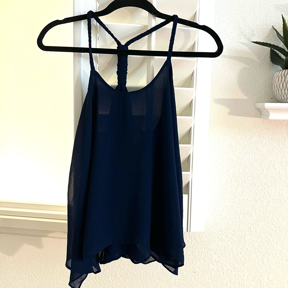Navy braided racerback tank